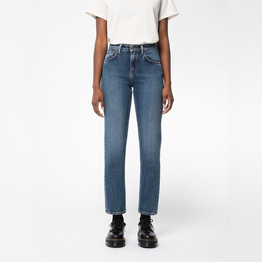 Nudie Jeans Straight Leg Mid Blue Denim Jeans